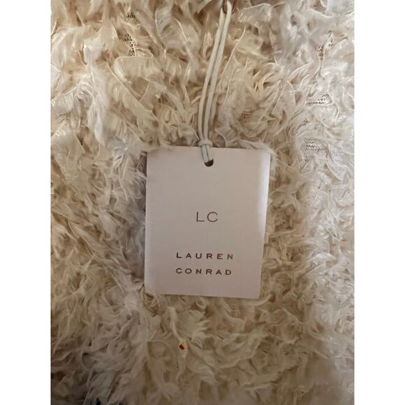 Lauren Conrad Women’s Large Beige Fuzzy Open Front Cardigan NWT - Picture 4 of 5